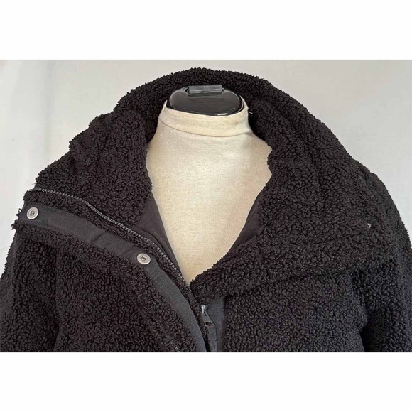 Abercrombie and Fitch A&F Women Large Black Sherpa Mini Puffer Jacket EUC - Picture 7 of 12